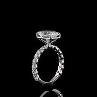 14K White Gold 5.56 Carats Total Weight Cushion Brilliant Lab Diamond Ring with 4.14 Carats Center and Diamond Shank - IGI Certified E-F VVS2 - Covaloro Fine Jewelry