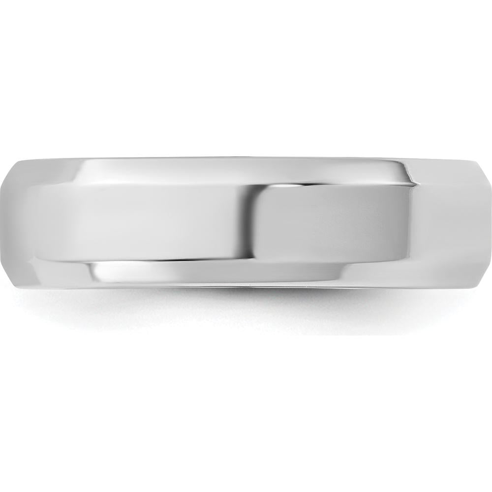 14K White Gold 5.5mm Bevel Edge Comfort Fit Wedding Band - Polished Finish by 0