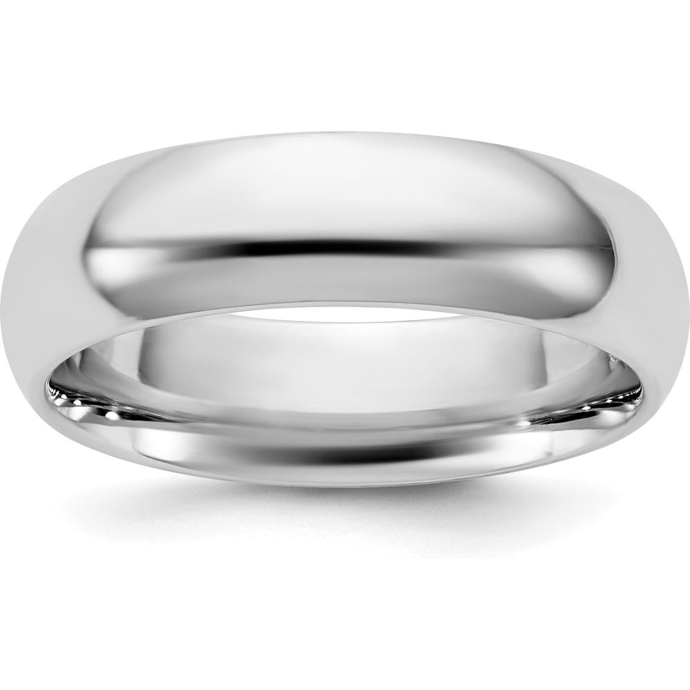 14K White Gold 5.5mm Comfort Fit Domed Wedding Band - Polished and Rhodium Plated by 0