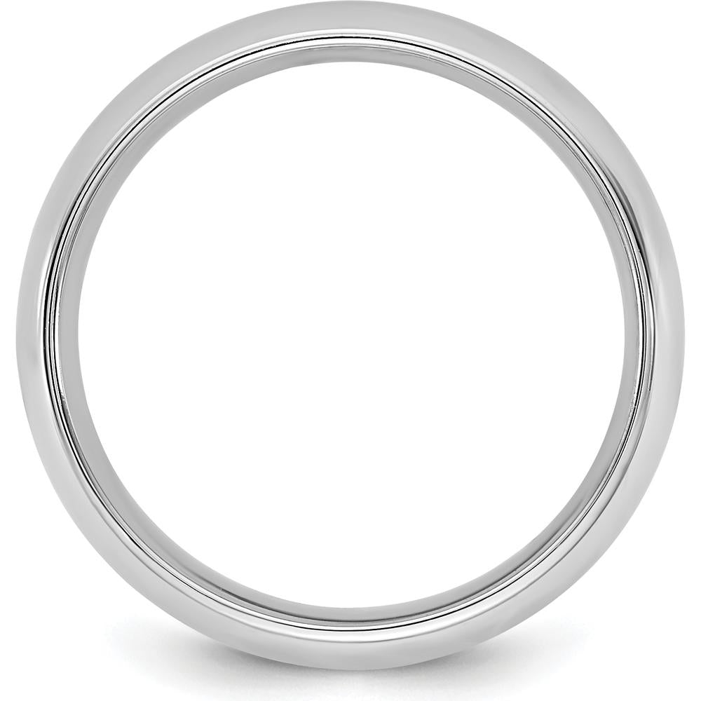 14K White Gold 5.5mm Comfort Fit Domed Wedding Band - Polished and Rhodium Plated by 0