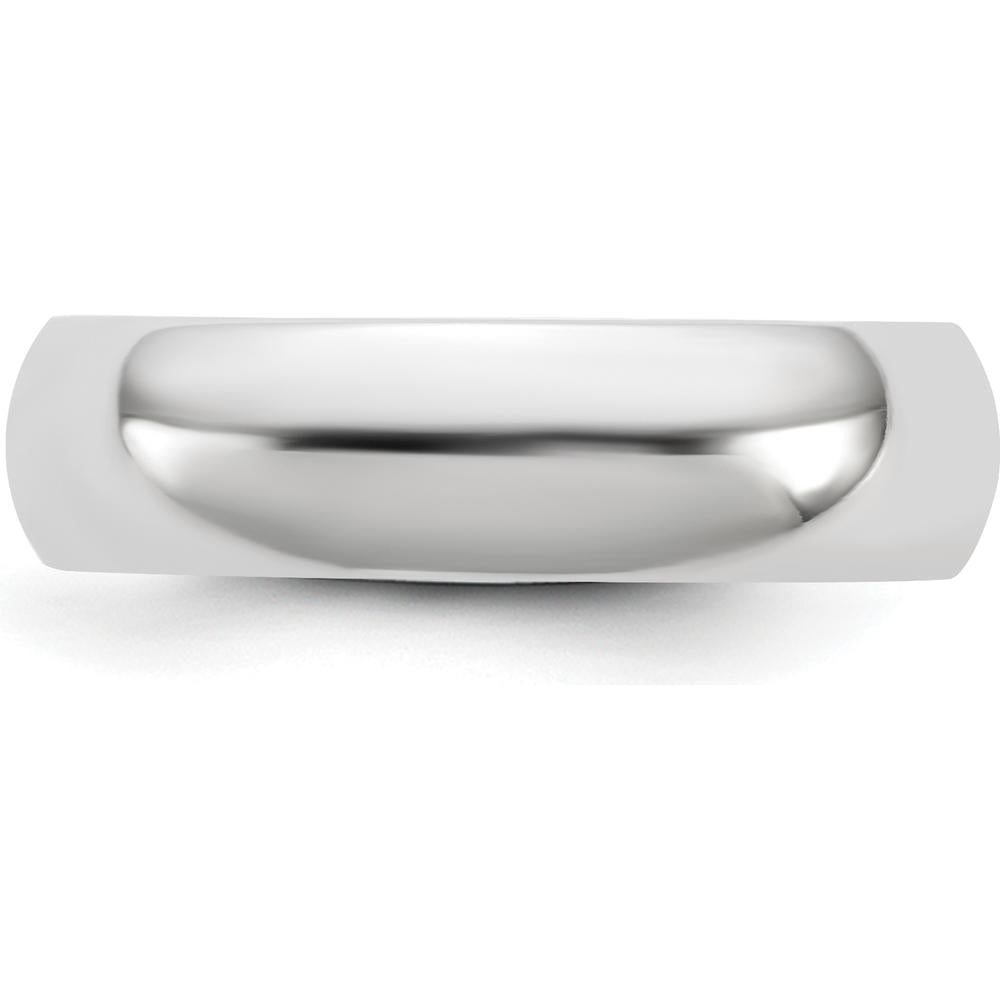 14K White Gold 5.5mm Comfort Fit Domed Wedding Band - Polished and Rhodium Plated by 0