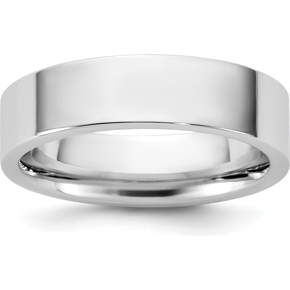 14K White Gold 5.5mm Comfort Fit Flat Band - Polished Finish by Luciano & Cie