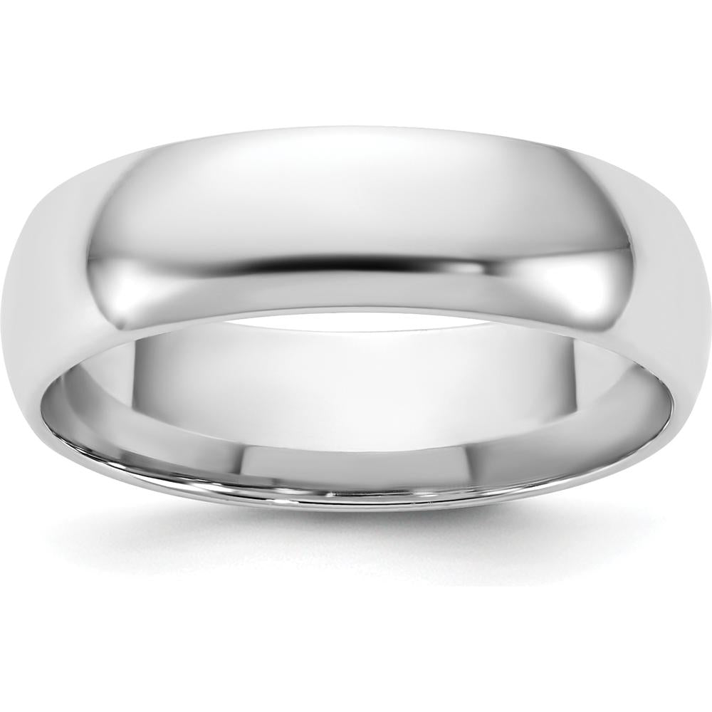 14K White Gold 5.5mm Domed Comfort Fit Wedding Band - Engravable by 0