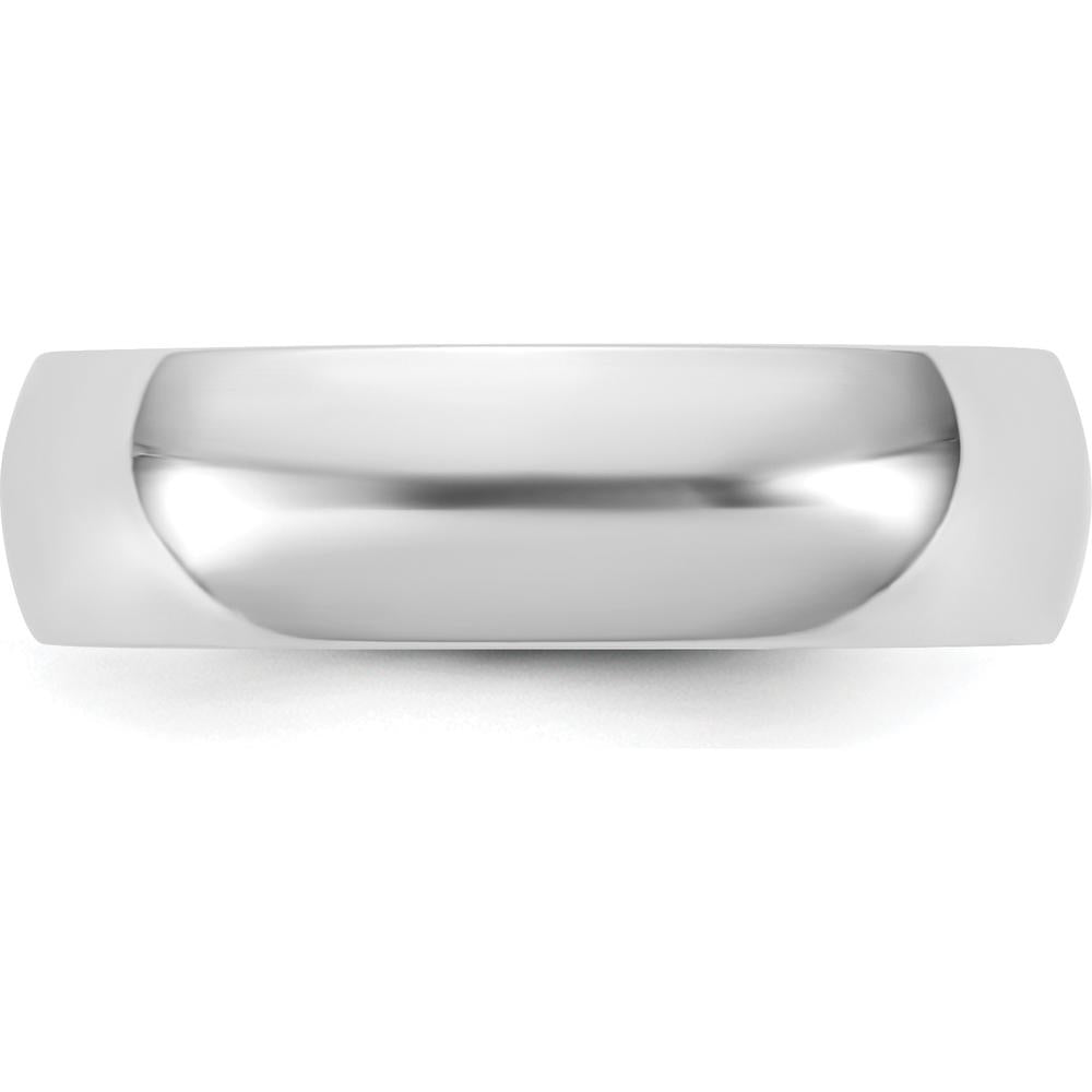 14K White Gold 5.5mm Domed Half-Round Band - Polished Finish by Luciano & Cie