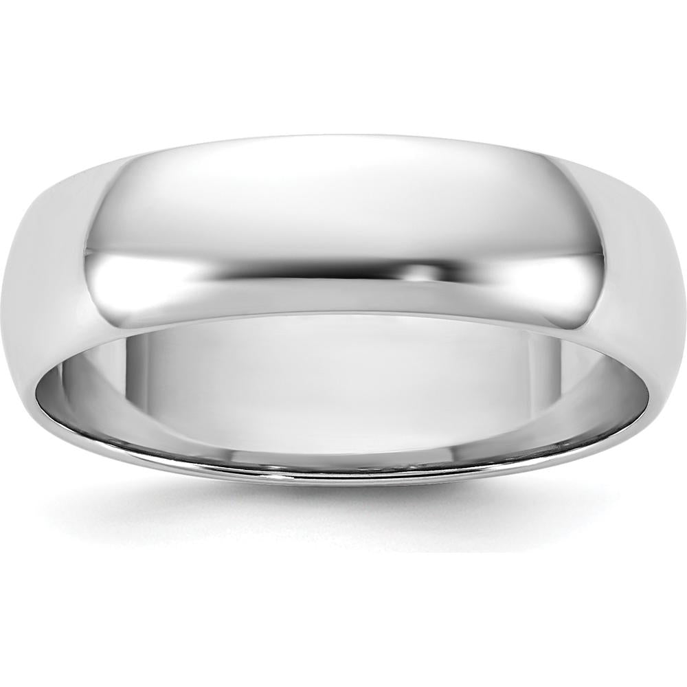 14K White Gold 5.5mm Domed Half Round Wedding Band - Polished Finish by Luciano & Cie