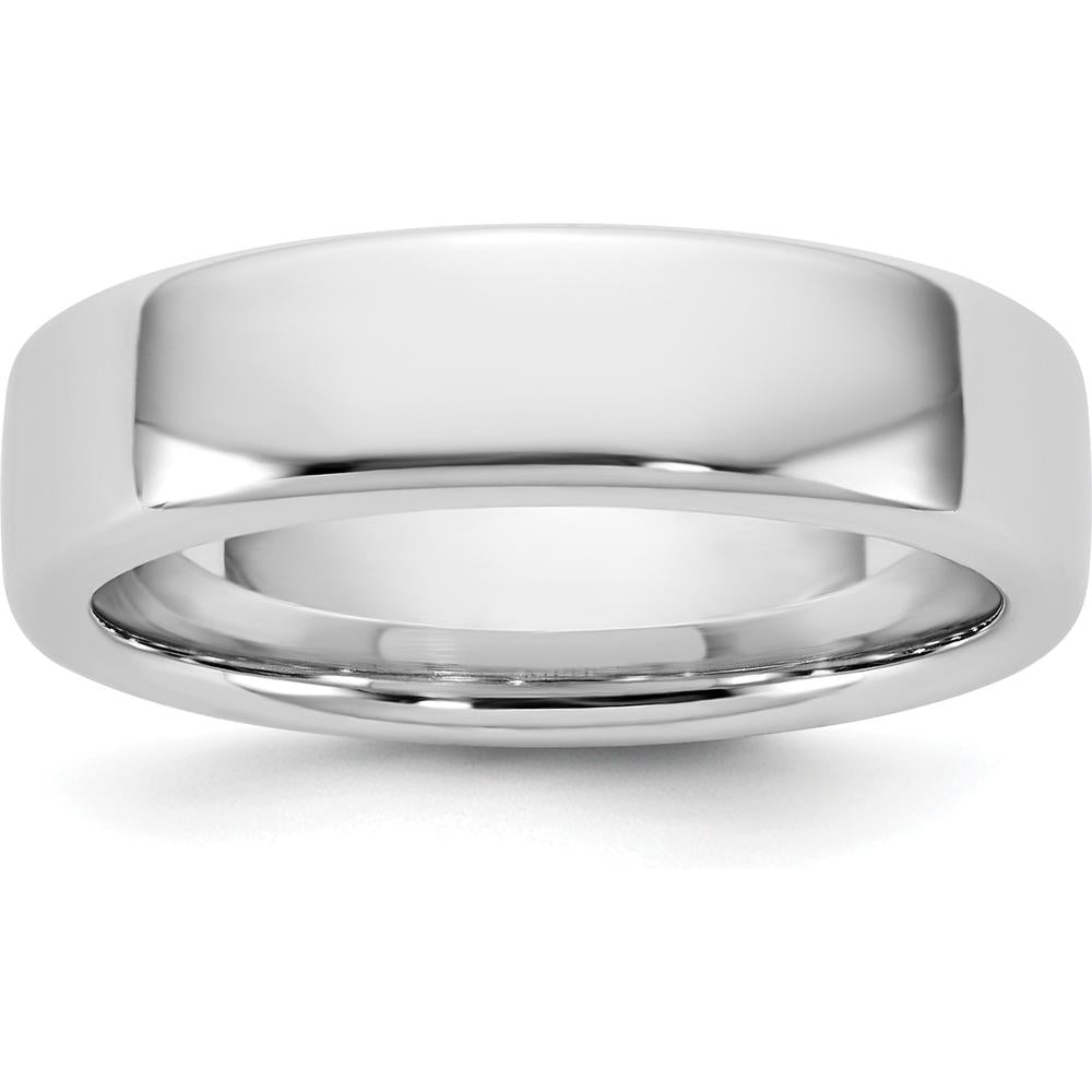 14K White Gold 5.5mm European Comfort Fit Wedding Band - Polished Rhodium-Plated, Domed Profile, Unisex by 0
