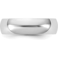 14K White Gold 5.5mm Half Round Wedding Band - Polished Finish, Engravable, Comfort Fit by Luciano & Cie