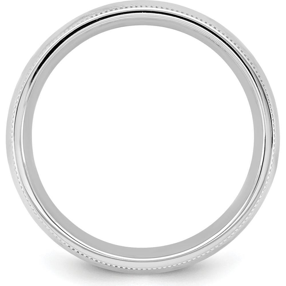 14K White Gold 5.5mm Milgrain Comfort Fit Band - Unisex Size 6 by Luciano & Cie