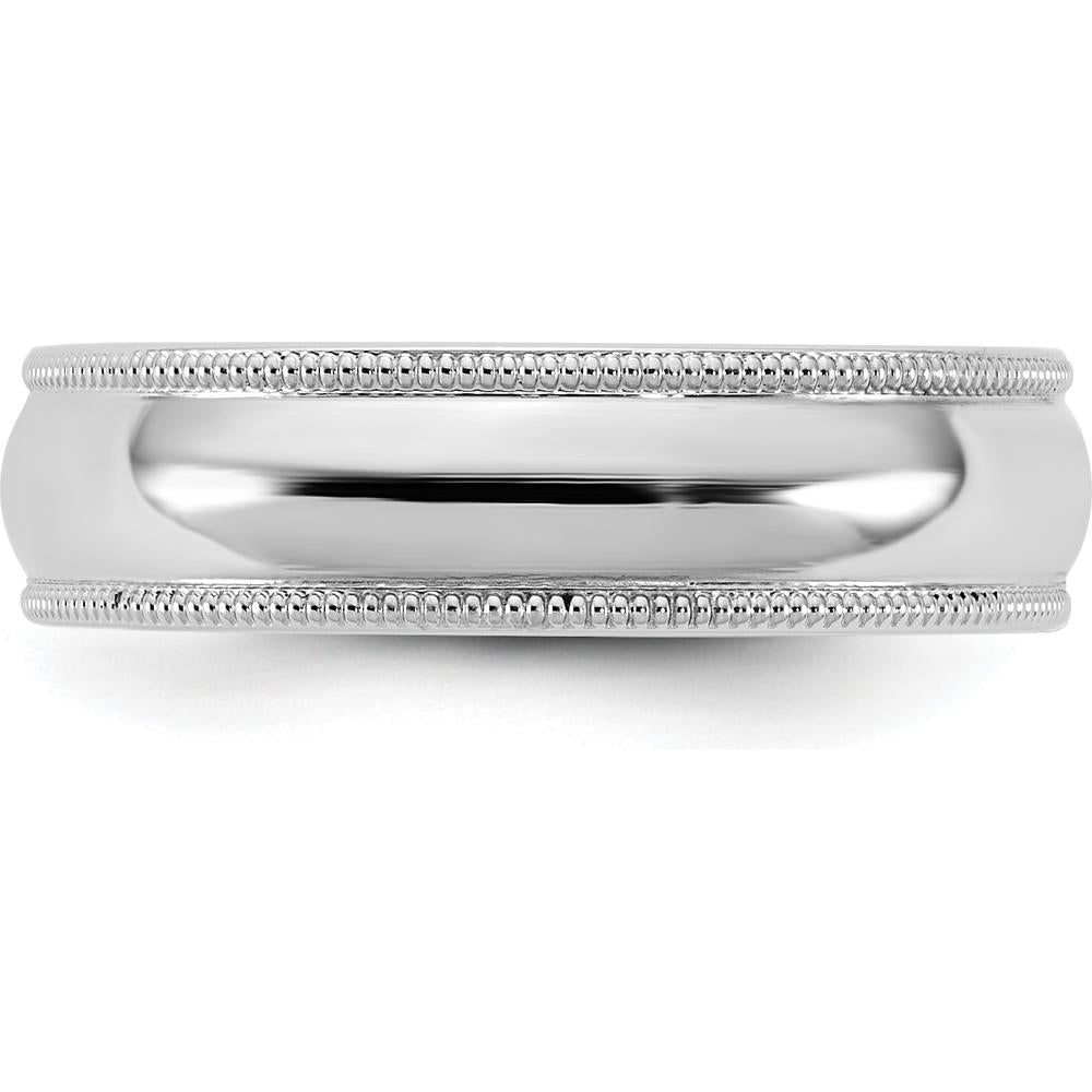 14K White Gold 5.5mm Milgrain Comfort Fit Band - Unisex Size 6 by Luciano & Cie