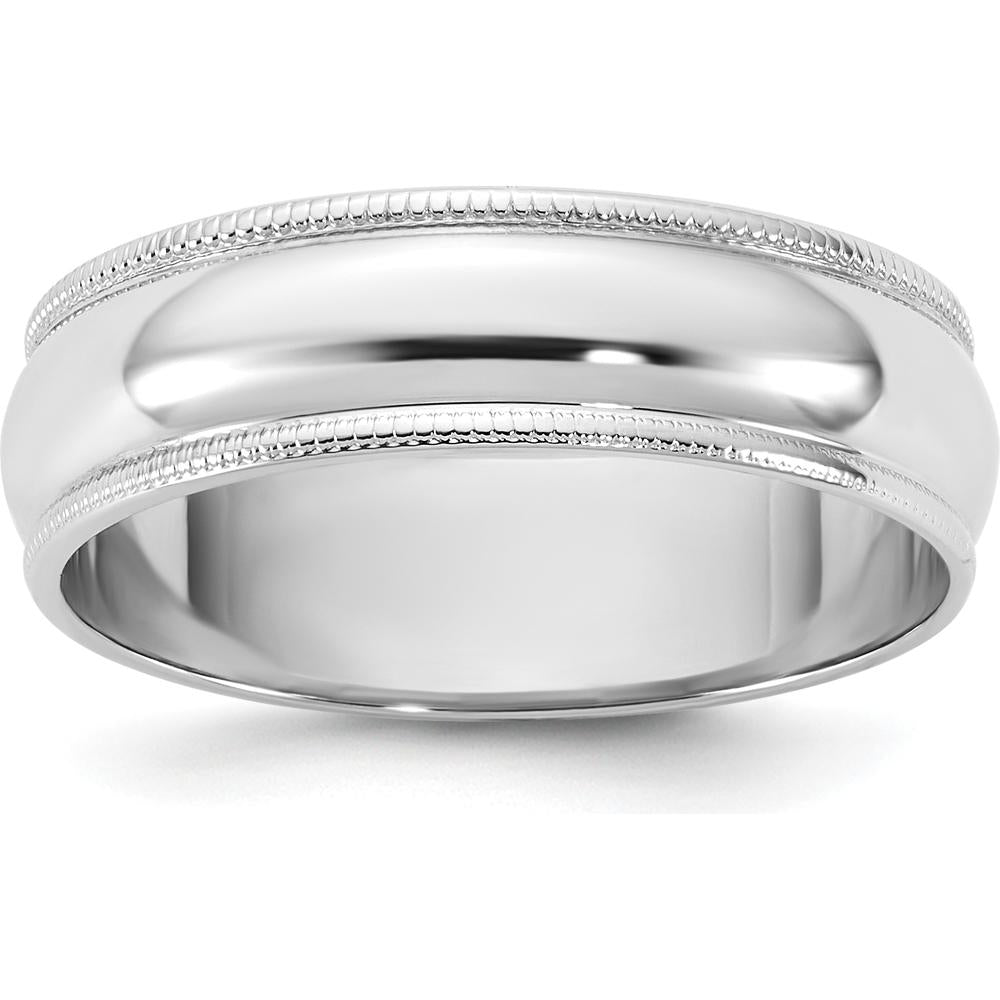 14K White Gold 5.5mm Milgrain Half Round Band - Size 10 by Luciano & Cie