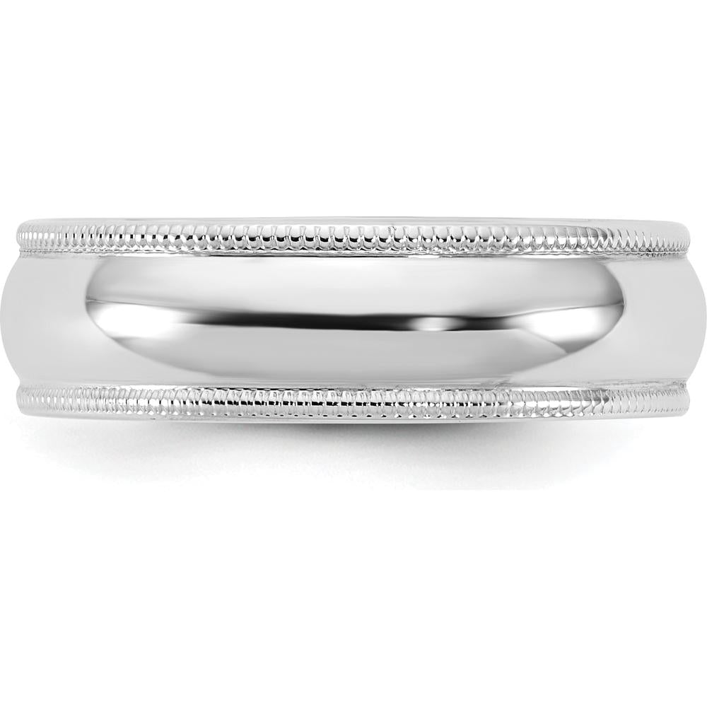 14K White Gold 5.5mm Milgrain Half Round Band - Size 10 by Luciano & Cie