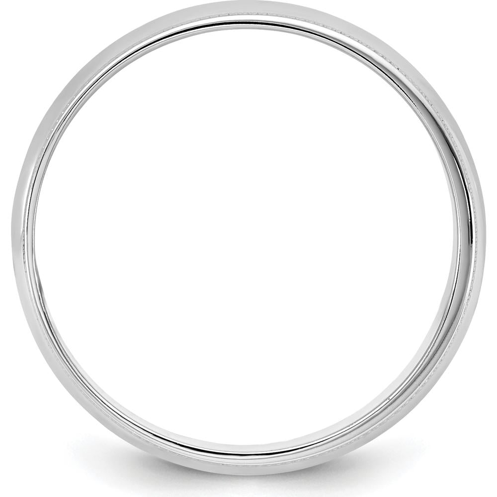 14K White Gold 5.5mm Milgrain Half Round Band Size 8 by Luciano & Cie