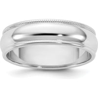 14K White Gold 5.5mm Milgrain Half Round Wedding Band - Unisex Design, Engravable by Luciano & Cie