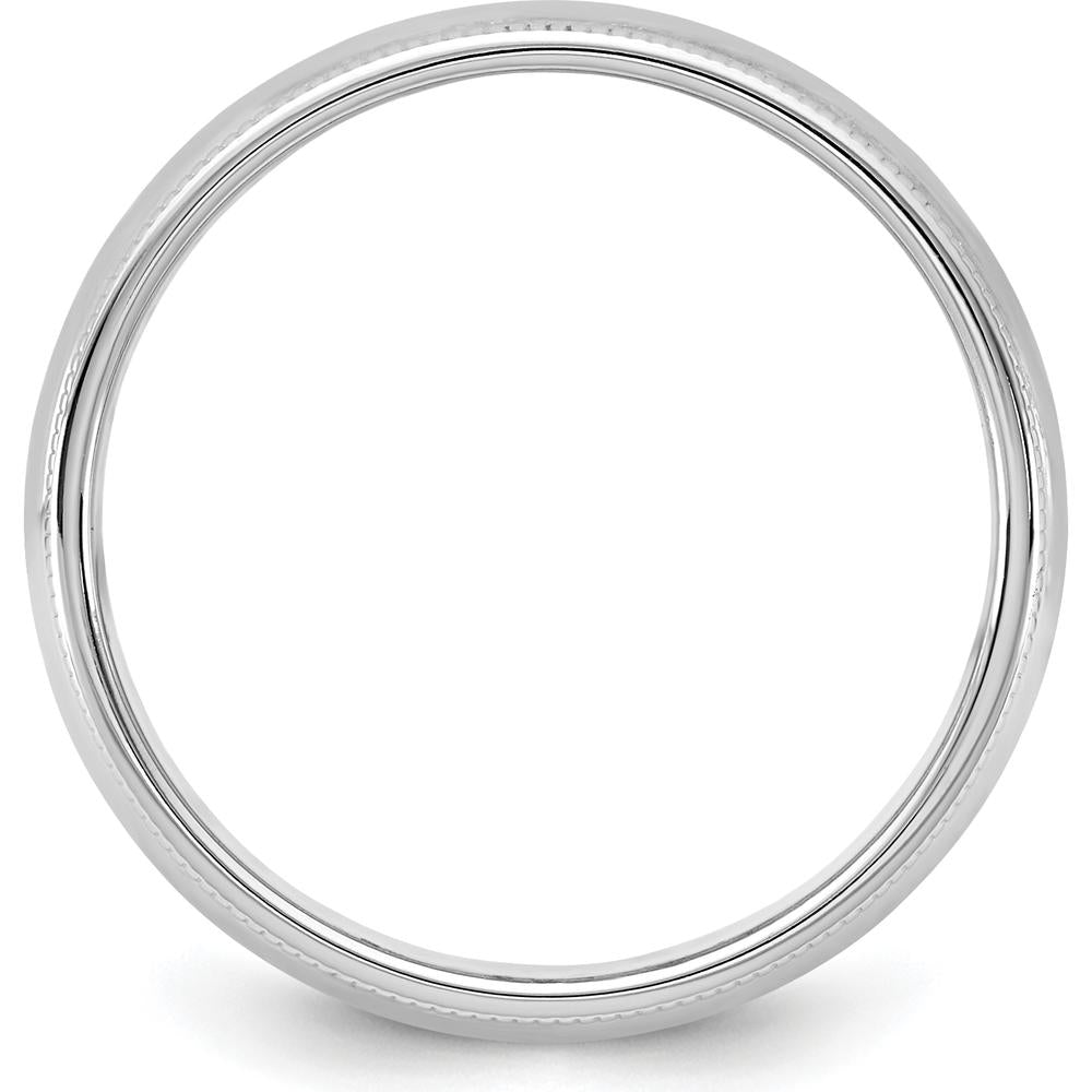 14K White Gold 5.5mm Milgrain Half Round Wedding Band - Unisex Design, Engravable by Luciano & Cie