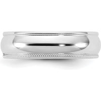 14K White Gold 5.5mm Milgrain Half Round Wedding Band - Unisex Design, Engravable by Luciano & Cie