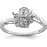 14K White Gold 5.5mm Pearl and 1.6mm Diamond Ring Mounting with Polished Band by Oro Pregiato