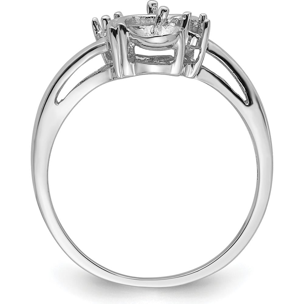14K White Gold 5.5mm Pearl and 1.6mm Diamond Ring Mounting with Polished Band by Oro Pregiato