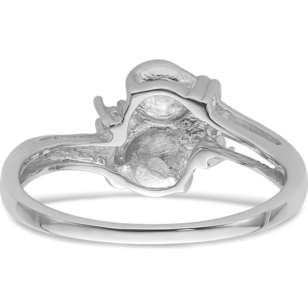 14K White Gold 5.5mm Pearl and 1.6mm Diamond Ring Mounting with Polished Band by Oro Pregiato