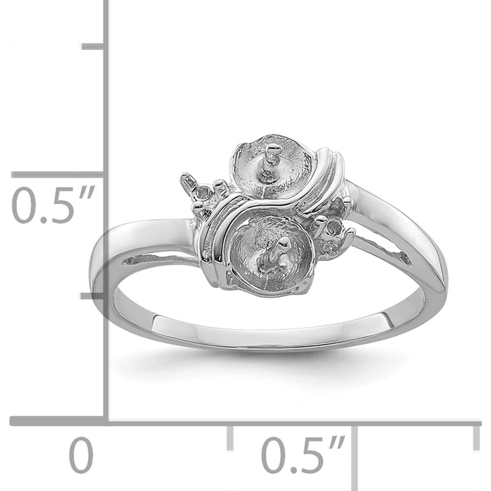 14K White Gold 5.5mm Pearl and 1.6mm Diamond Ring Mounting with Polished Band by Oro Pregiato