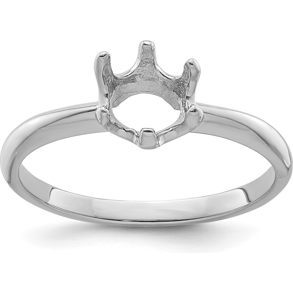14K White Gold 5.5mm Round Pearl Crown Ring Mounting with Polished Rhodium Finish by Monteluci Fine Jewelry