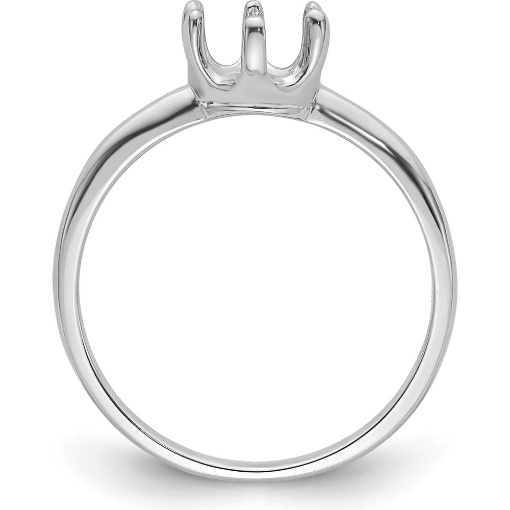 14K White Gold 5.5mm Round Pearl Crown Ring Mounting with Polished Rhodium Finish by Monteluci Fine Jewelry