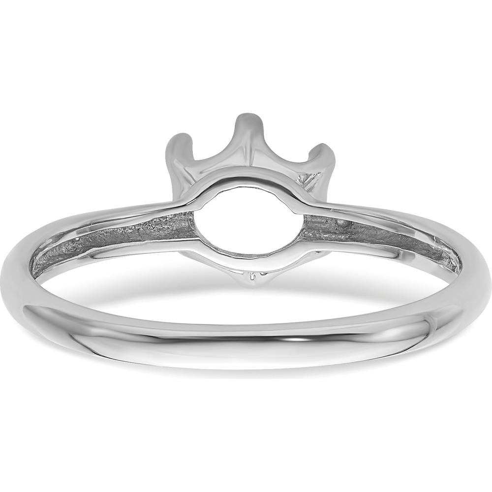 14K White Gold 5.5mm Round Pearl Crown Ring Mounting with Polished Rhodium Finish by Monteluci Fine Jewelry