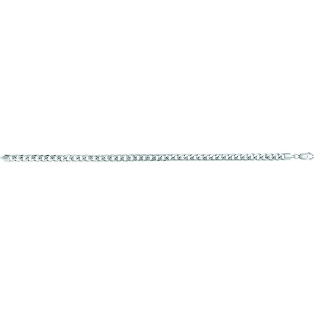 14K White Gold 5.5mm Semi-Solid Miami Cuban Bracelet with Polished Finish - 8.5" by Orozza Fine Jewelry