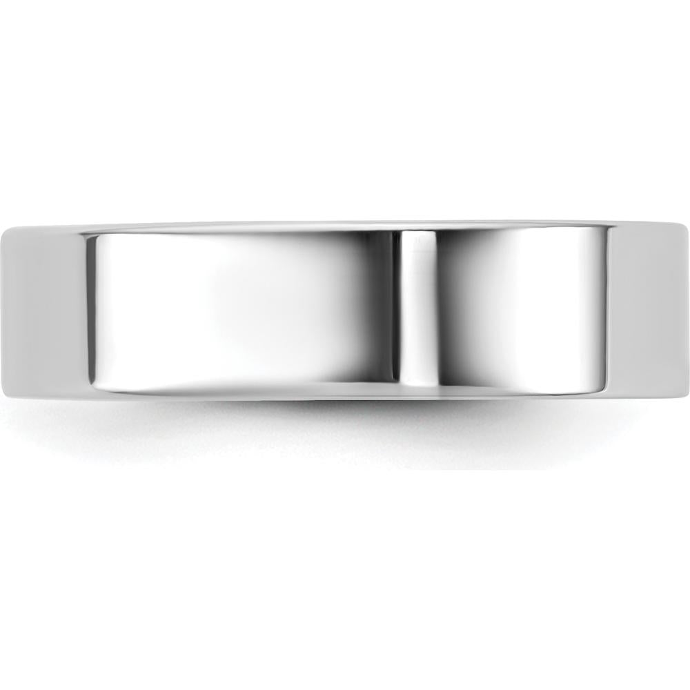 14K White Gold 5.5mm Standard Flat Comfort Fit Wedding Band - Polished Finish by Luciano & Cie