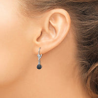 14K White Gold 5-6mm Black Semi-round Freshwater Cultured Pearl Dangle Leverback Earrings by Monteluci Fine Jewelry