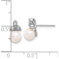 14K White Gold 5-6mm Freshwater Cultured Pearl Earrings with 0.06 Carat Diamond Accents by Monteluci Fine Jewelry