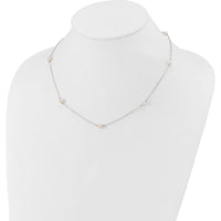 14K White Gold 5-6mm White Freshwater Cultured Pearl Station Necklace - 18" Length by Monteluci Fine Jewelry