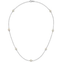 14K White Gold 5-6mm White Freshwater Cultured Pearl Station Necklace - 18" Length by Monteluci Fine Jewelry