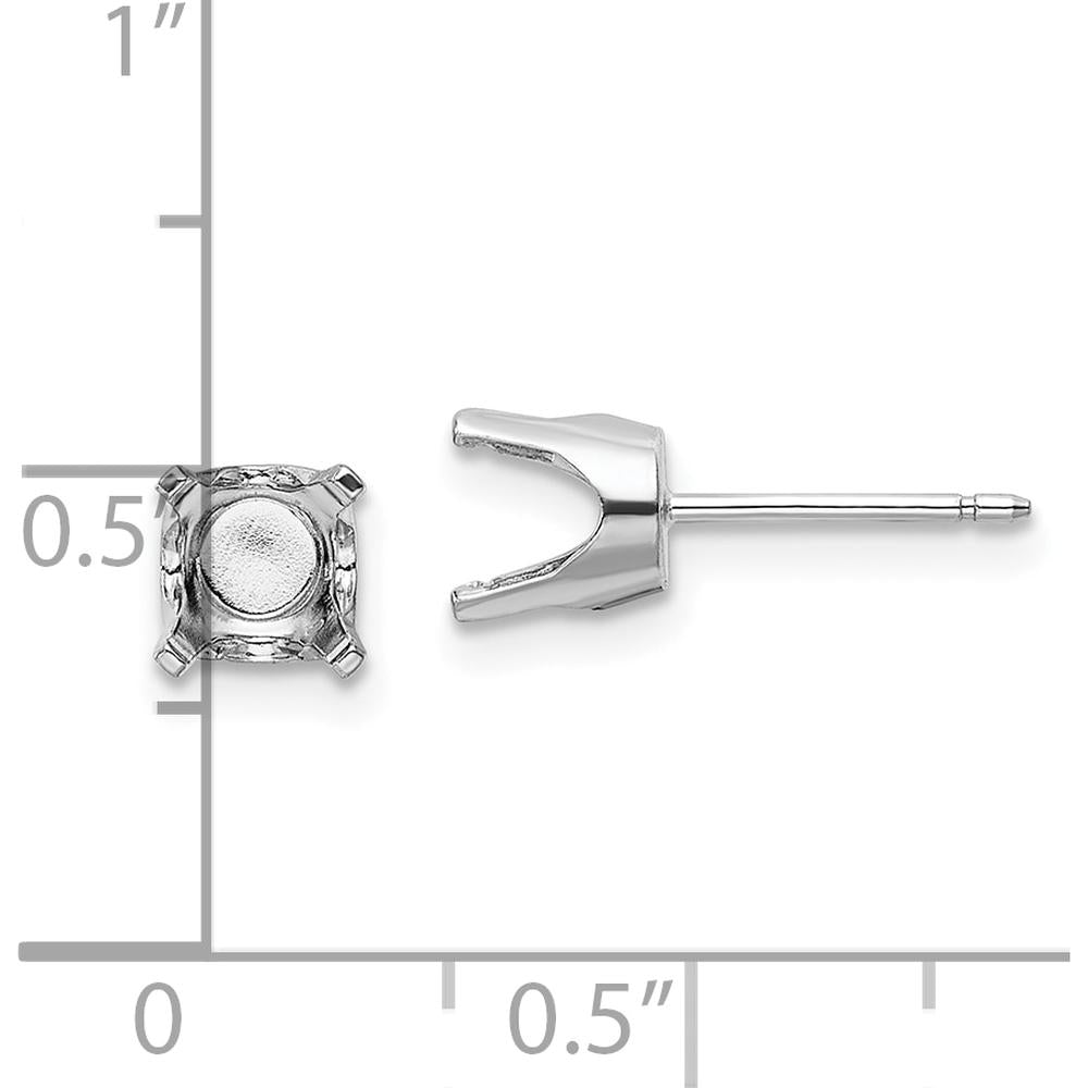 14K White Gold 5.75mm Round Stud Earring Mounting with Push Back - Pair by Oro Pregiato