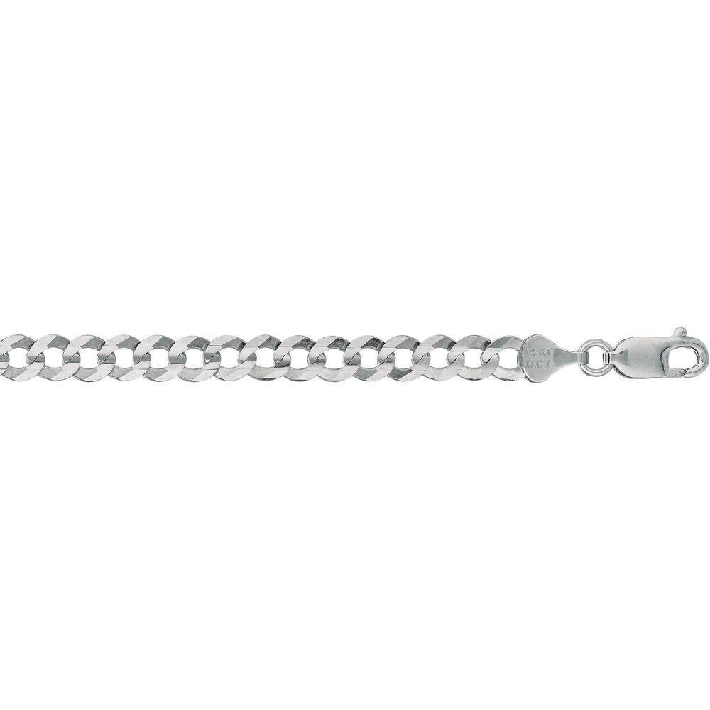 14K White Gold 5.7mm Comfort Curb Chain Necklace - 24" by Orozza Fine Jewelry