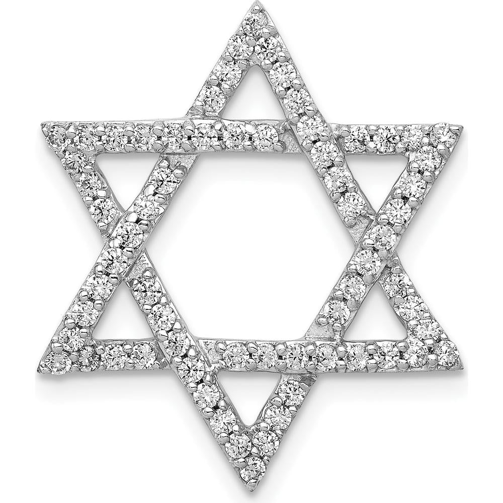 14K White Gold 5/8 Carat Diamond Star of David Chain Slide Pendant by Monteluci Fine Jewelry