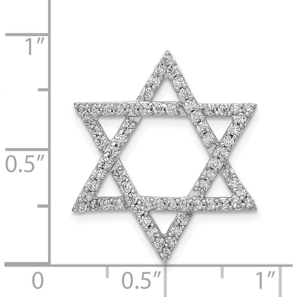 14K White Gold 5/8 Carat Diamond Star of David Chain Slide Pendant by Monteluci Fine Jewelry