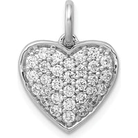 14K White Gold 5/8 Carat Pave Diamond Heart Pendant - 0.072 Carat Total Diamond Weight by Monteluci Fine Jewelry