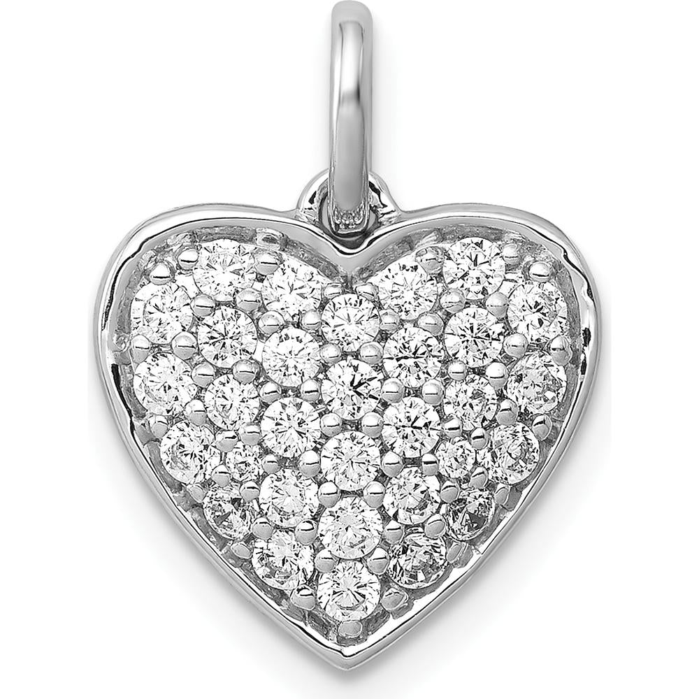 14K White Gold 5/8 Carat Pave Diamond Heart Pendant - 0.072 Carat Total Diamond Weight by Monteluci Fine Jewelry
