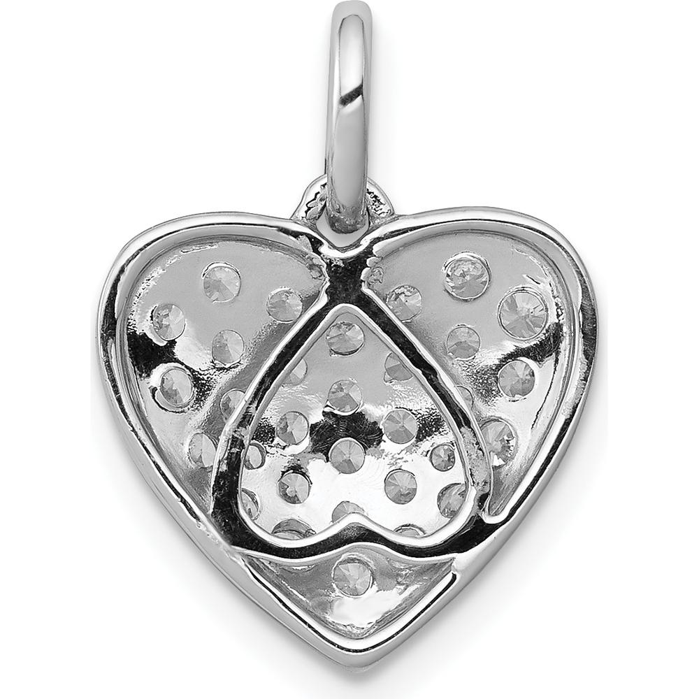 14K White Gold 5/8 Carat Pave Diamond Heart Pendant - 0.072 Carat Total Diamond Weight by Monteluci Fine Jewelry