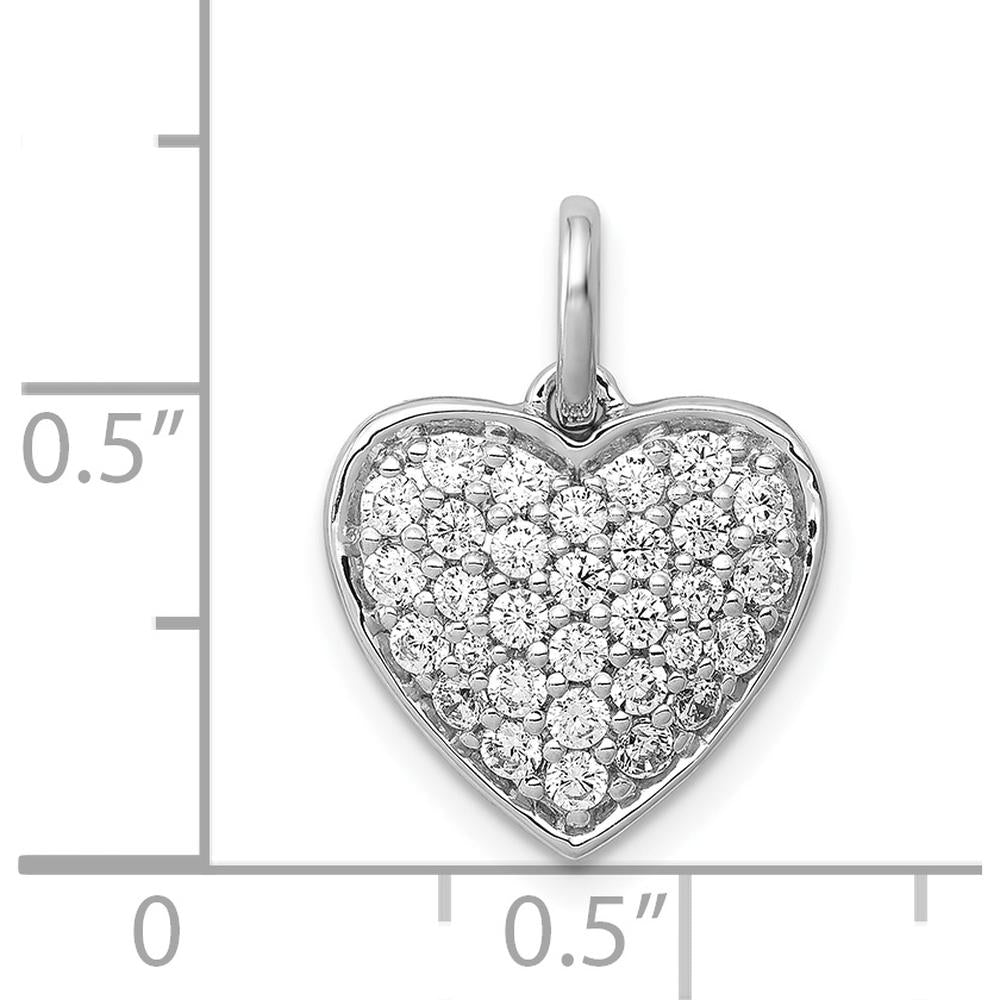 14K White Gold 5/8 Carat Pave Diamond Heart Pendant - 0.072 Carat Total Diamond Weight by Monteluci Fine Jewelry