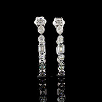 14K White Gold 5.98 Carats Total Weight Mixed Shape Lab Diamond C-Hoop Earrings with Marquise, Oval, Emerald, and Brilliant Cut Bezel Set Stones - Covaloro Fine Jewelry
