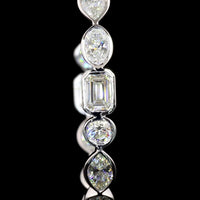 14K White Gold 5.98 Carats Total Weight Mixed Shape Lab Diamond C-Hoop Earrings with Marquise, Oval, Emerald, and Brilliant Cut Bezel Set Stones - Covaloro Fine Jewelry