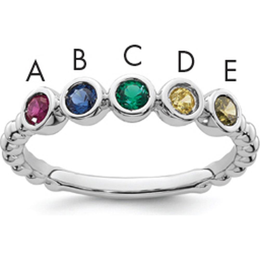 14K White Gold 5 Birthstone Mother's Ring Mounting - Customizable with Birthstones by Oro Pregiato