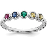 14K White Gold 5 Birthstone Mother's Ring Mounting - Customizable with Birthstones by Oro Pregiato