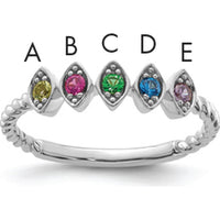 14K White Gold 5-Birthstone Mother's Ring Mounting with Rhodium Plating and Twisted Band by Oro Pregiato