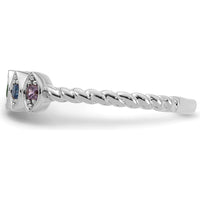 14K White Gold 5-Birthstone Mother's Ring Mounting with Rhodium Plating and Twisted Band by Oro Pregiato