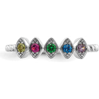 14K White Gold 5-Birthstone Mother's Ring Mounting with Rhodium Plating and Twisted Band by Oro Pregiato