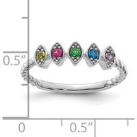 14K White Gold 5-Birthstone Mother's Ring Mounting with Rhodium Plating and Twisted Band by Oro Pregiato
