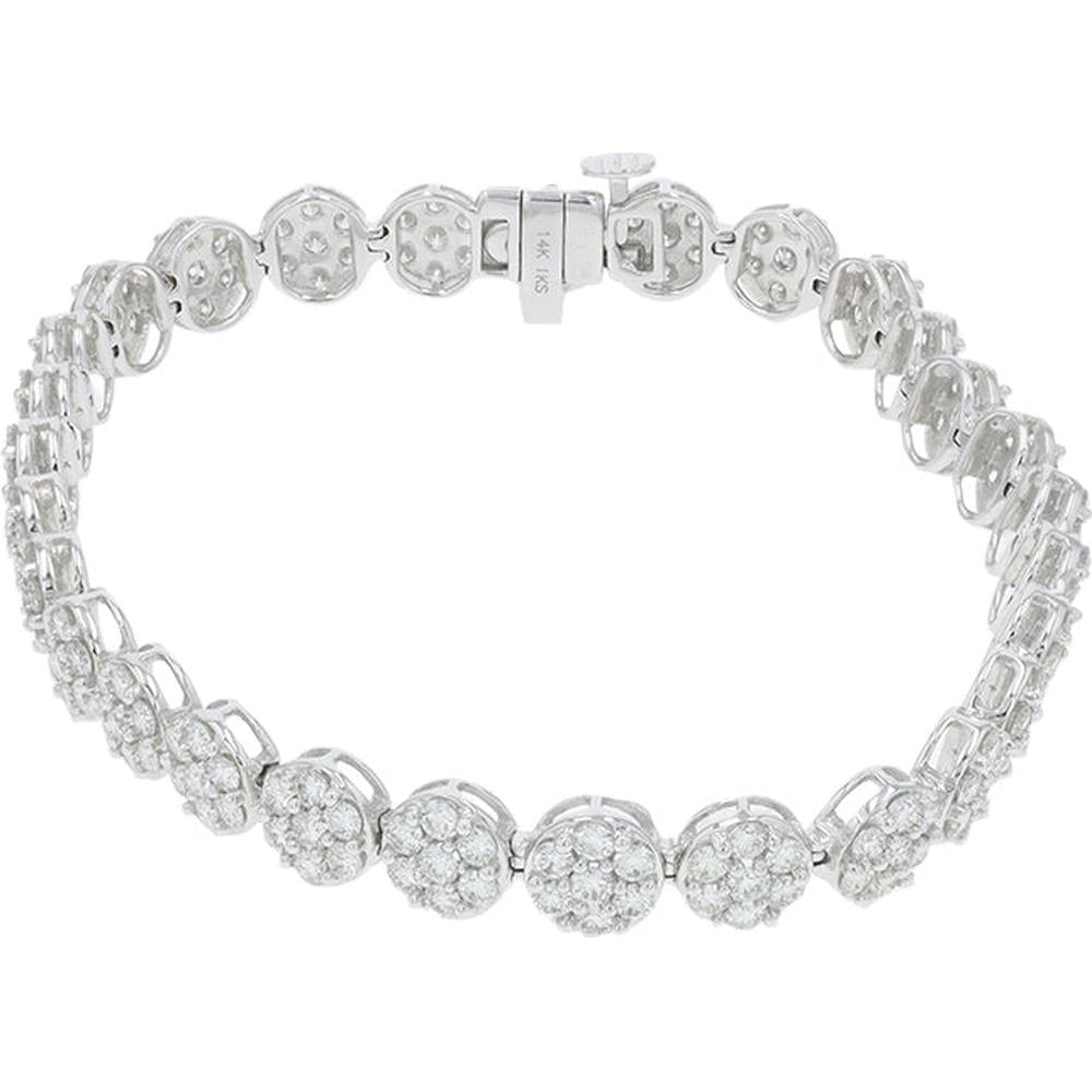 14K White Gold 5 Carat Diamond Tennis Bracelet with Prong Set Round Diamonds - 5.00 Carat Total Diamond Weight