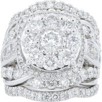 14K White Gold 5 Carat Halo Diamond Bridal Set